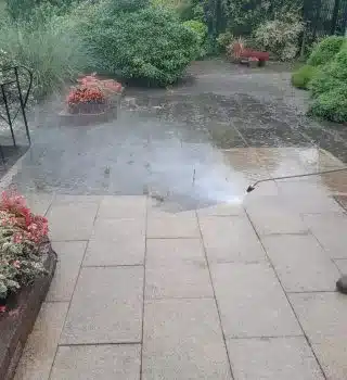 Exterior Steam Cleaning Service on a Dublin patio Exterior Steam Cleaning Service on a granite patio in Loughlinstown